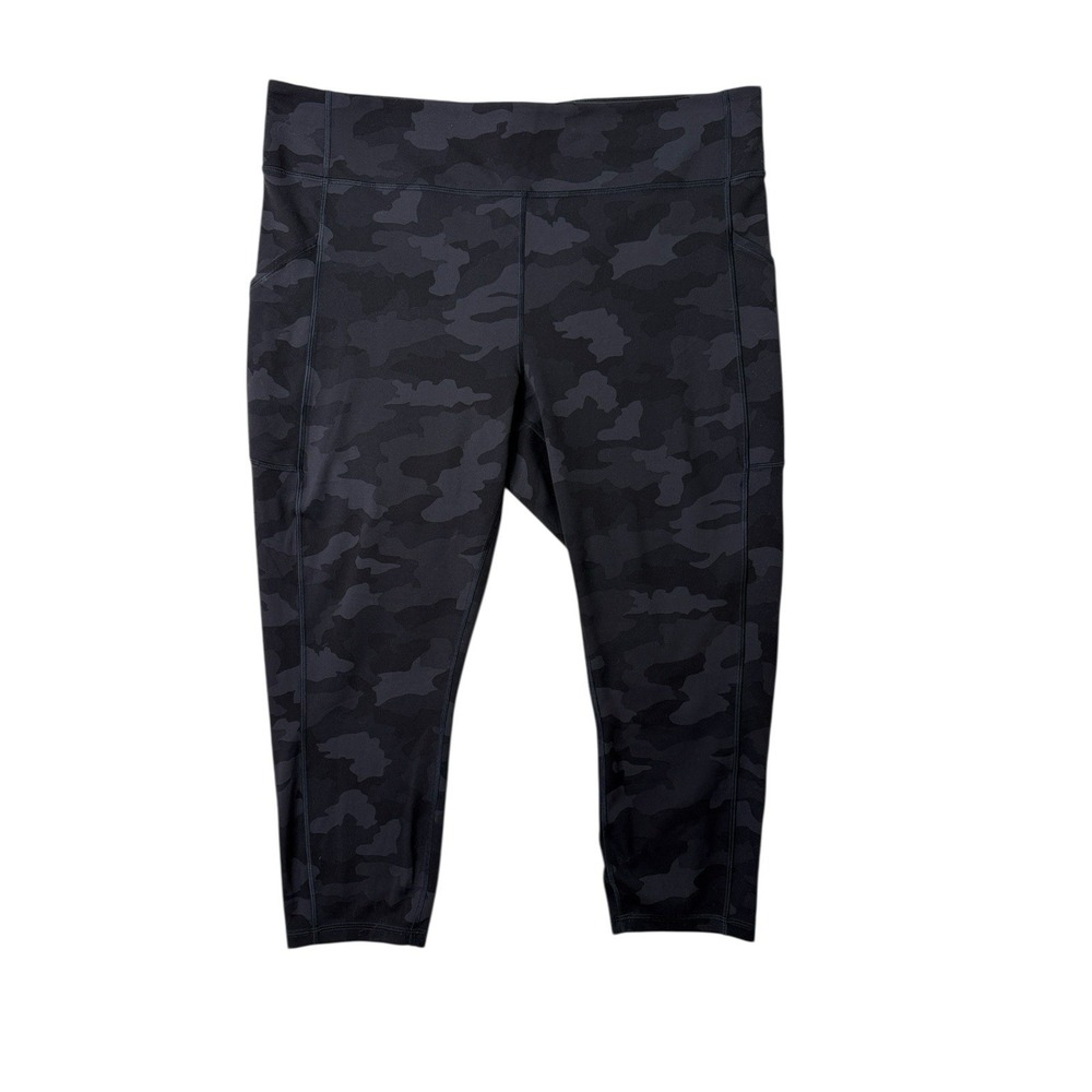 Lululemon Fast Free High Rise Tight Legging 23" Pockets Gray Camo Size 18